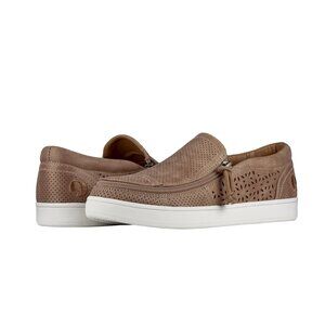 NEW Billy Footwear Women Perf Low Top Zip Up Mocs Nude Adaptive Size 9.5M RY2494
